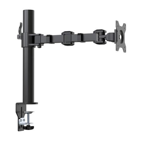 amazon basics Single Monitor Arm | Height Adjustable VESA Desk Mount with Cable Management, Full Motion Tilt and 360° Rotation, Fits 13–30 Inch Monitors (Steel, Black)
