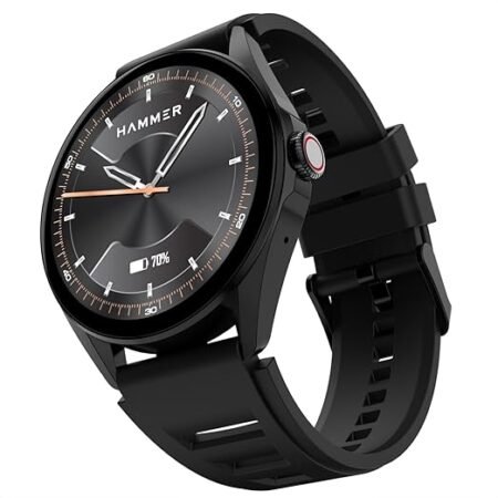 HAMMER Cyclone 1.39" Round Dial Rotating Crown Smart Watch with Calling Function, High Refresh Rate, Multi Sports Modes, Spo2, HR, Voice Assistant (Midnight Black)